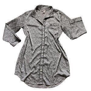 Victoria's Secret L Silky PJ Button-Up Sleep Shirt-Dress/Tunic Leopard 163J